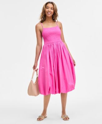Women's Cotton Bubble-Hem Midi Dress, Crossbody Bag, Earrings & Jazziee Sandals,  Exclusively at Macy's