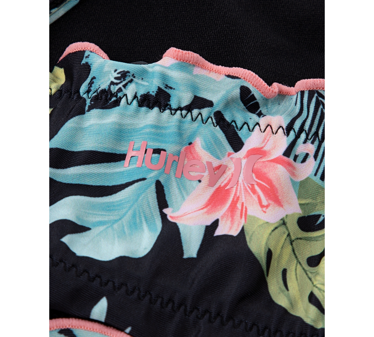 Shop Hurley Big Girls Halter Floral-print Two-piece Swimsuit In Black