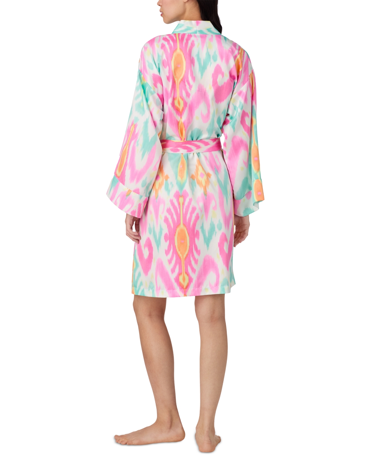 Shop Ralph Lauren Women's Short Kimono Wrap Robe In Wht,prt
