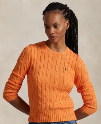 Women's Cable-Knit Cotton Crewneck Sweater
