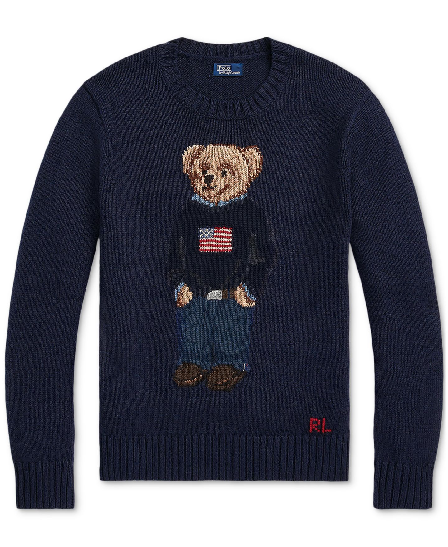 Женский свитер Polo Ralph Lauren Polo Bear Linen-Cotton Crewneck, цвет: Тёмно-синий разноцветный — фото 5
