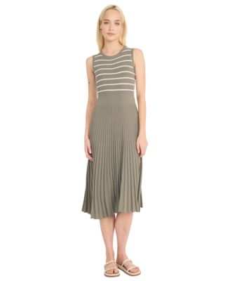 Luxely - Women's Sleeveless Pleated Midi Sweater Dress