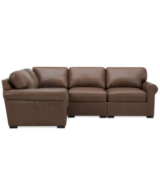 Radley Roll Arm 104" 4-Pc. Leather Square Corner L Sectional, Exclusively at Macy's