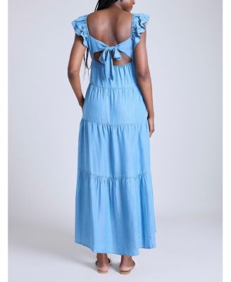 Maternity Ruffle Sleeve Tie-Back Maxi Dress - Motherhood
