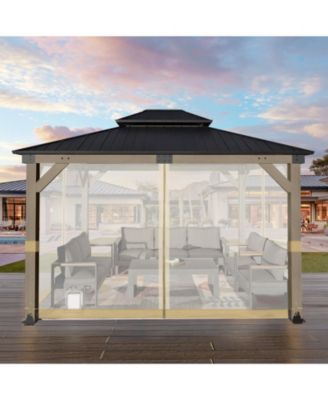 Universal 10 x 13 ft. Gazebo Replacement Mosquito Netting Screen 4-Panel Sidewalls with Double Zipper (Only Netting)