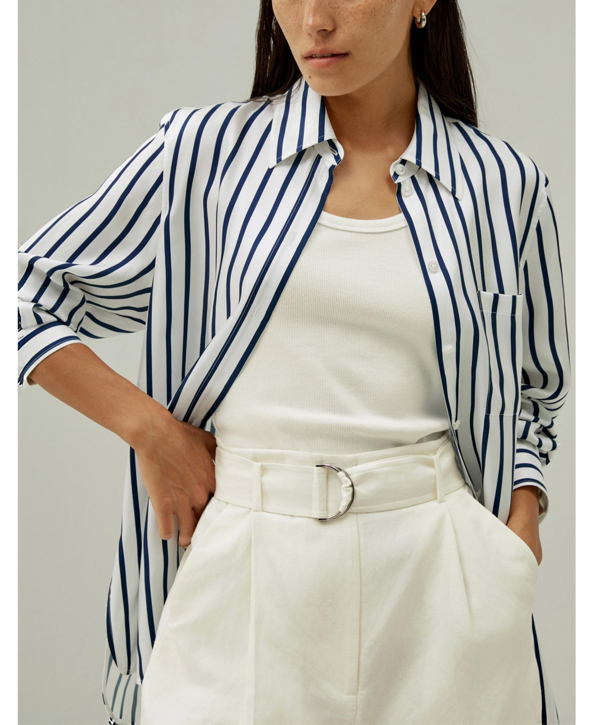 Lilysilk Women's Oversized Palma Stripe Silk Shirt