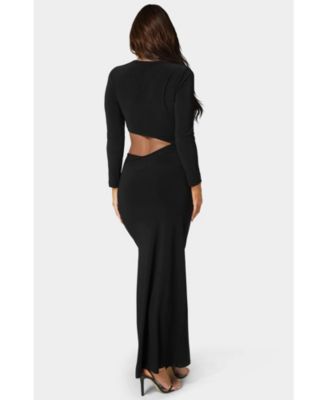 Women's Asymmetrical Cut Out Long Sleeve Maxi Dress