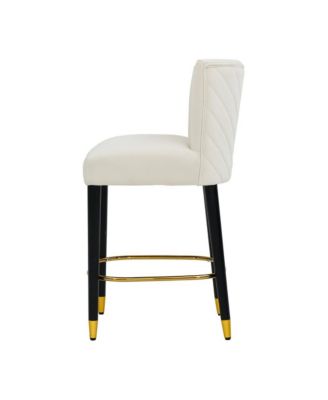Set of 2 Counter Stools 27" Upholstered Tufted Seat Modern Design Ideal for Kitchen Island & Bar