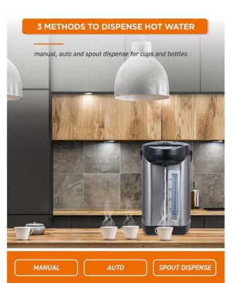 Electric Hot Water Dispenser, 750W Stainless Steel Water Boiler with 5.8 Qt. Capacity, 360-Degree Base, 3 Dispensing Modes, Chlorine Removal, CHHWD10B, Stainless/Black