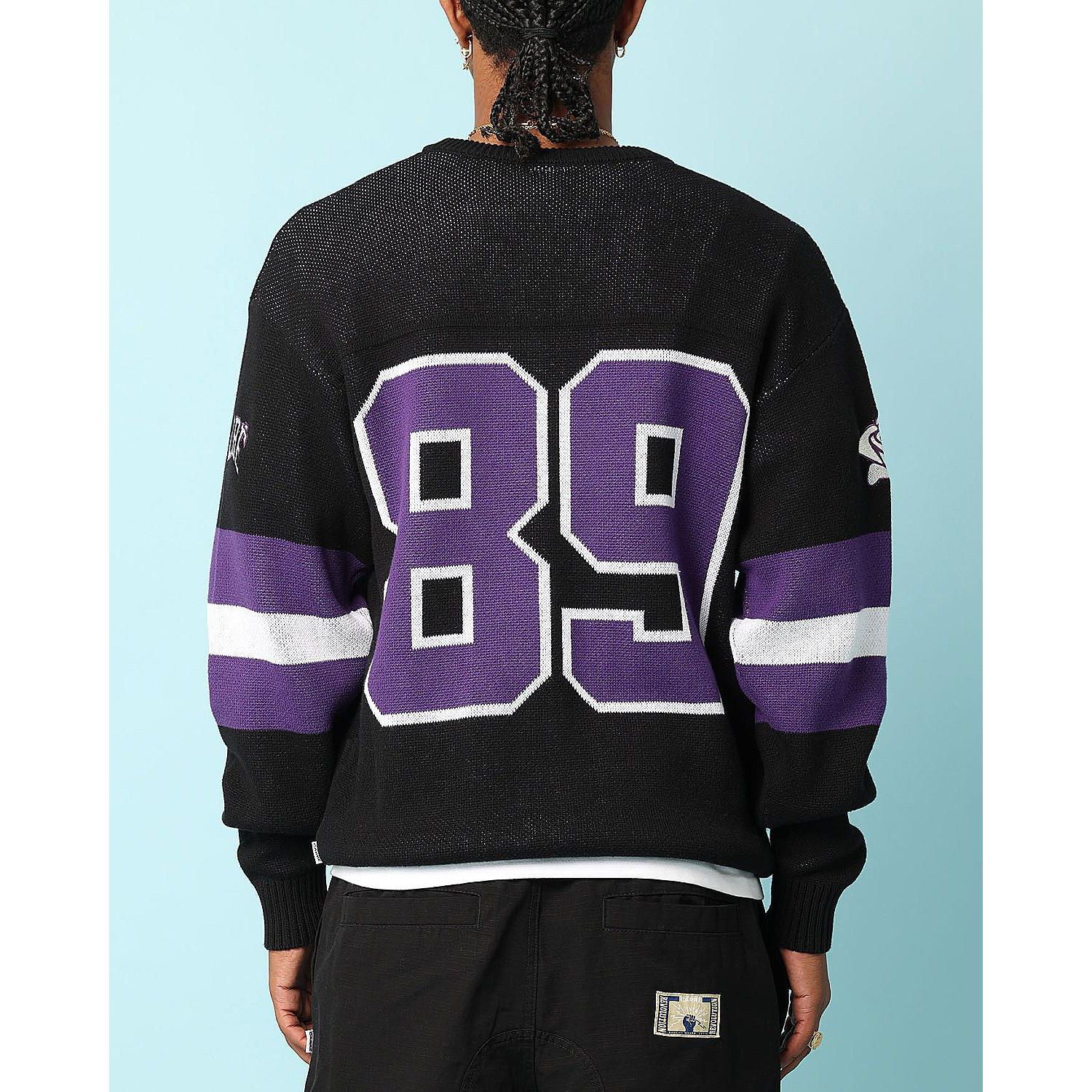 Men's Gridiron Knitted Sweater- Black, 2XL