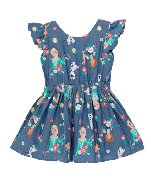 Платье Frozen Disney Minnie Mouse Mickey Mouse Daisy Lilo & Stitch Princess Belle Ariel Chambray Skater Dress для девочек-малышей, цвет: Синий