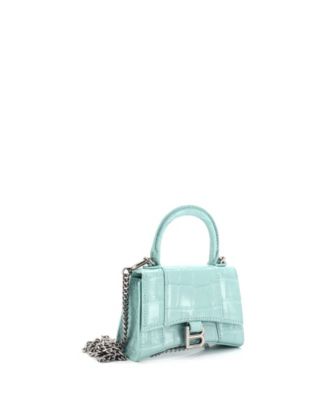 Mini Hourglass Chain Top Handle Bag Embossed Leather