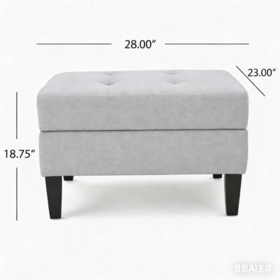 1 PC Upholstered Tufted Storage Ottoman with Waffle Stitching,  Footrest with Hidden Storage