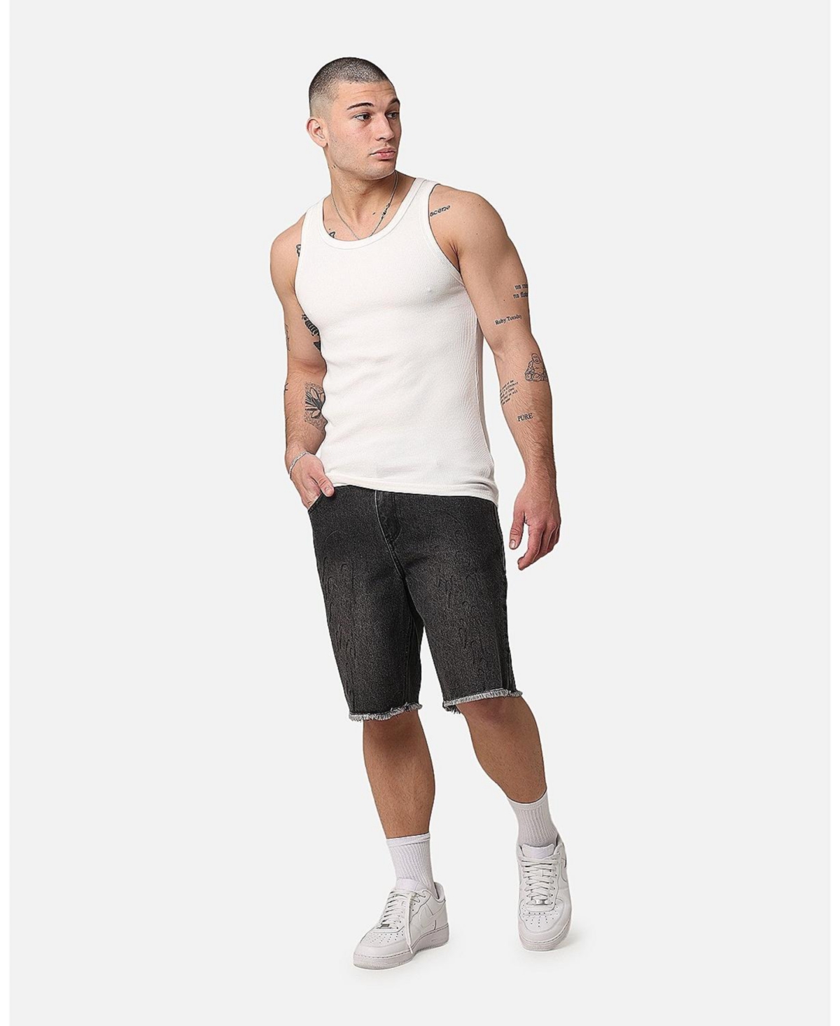 Men's Inferno Baggy Denim Shorts - Black shadow