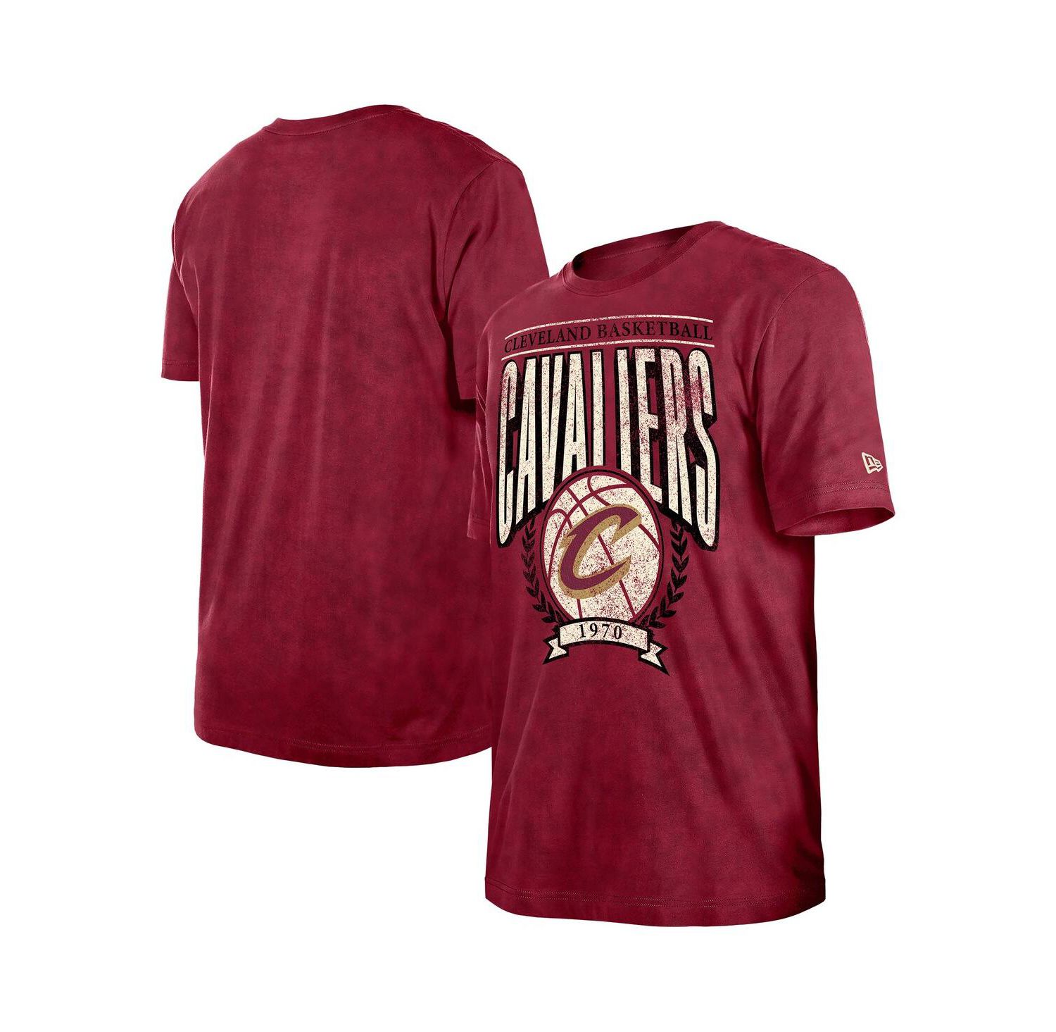 Men's Wine Cleveland Cavaliers Hardwood Classics Oversized Boxy Mineral Wash T-Shirt