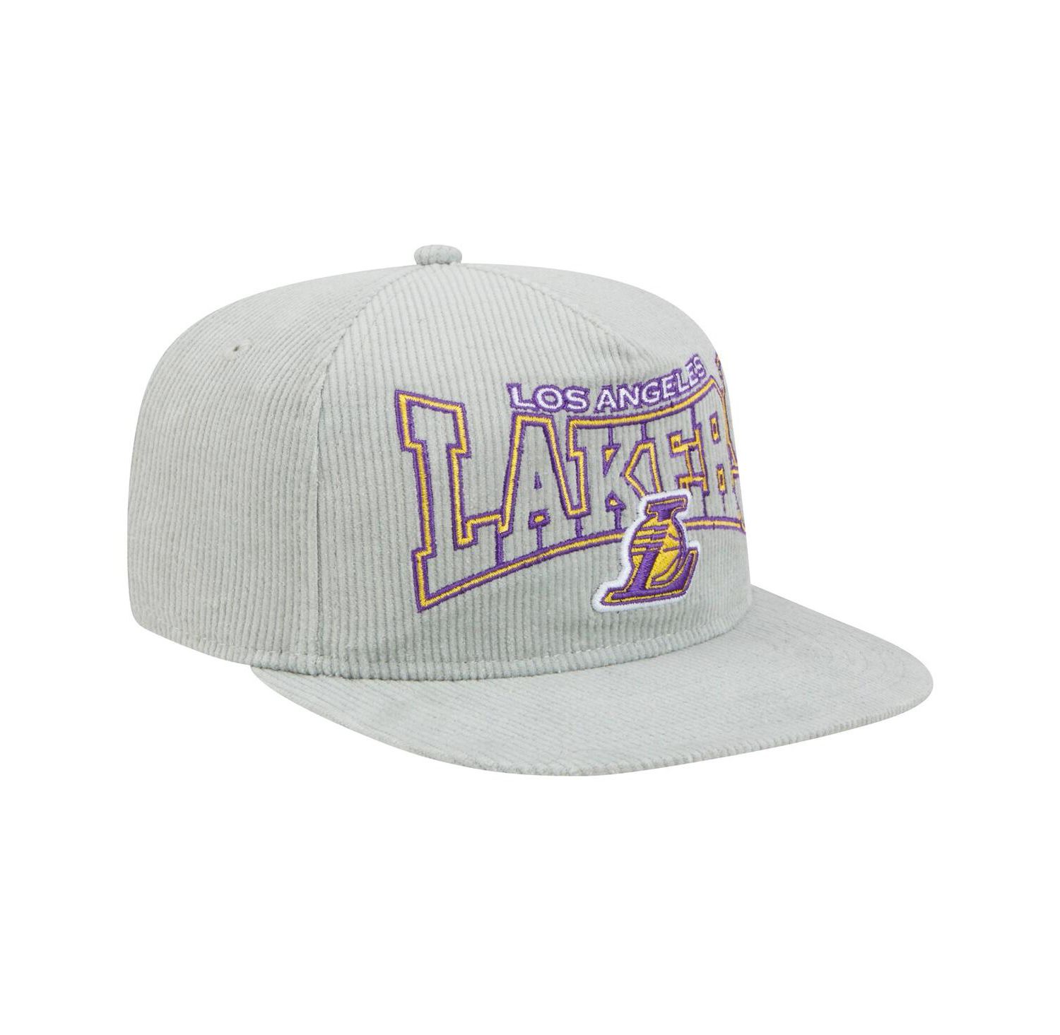 Men's Gray Los Angeles Lakers Throwback Corduroy Golfer Snapback Hat