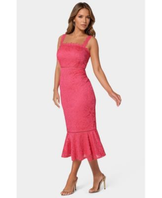 Women's Lace Flounce Midi Dress