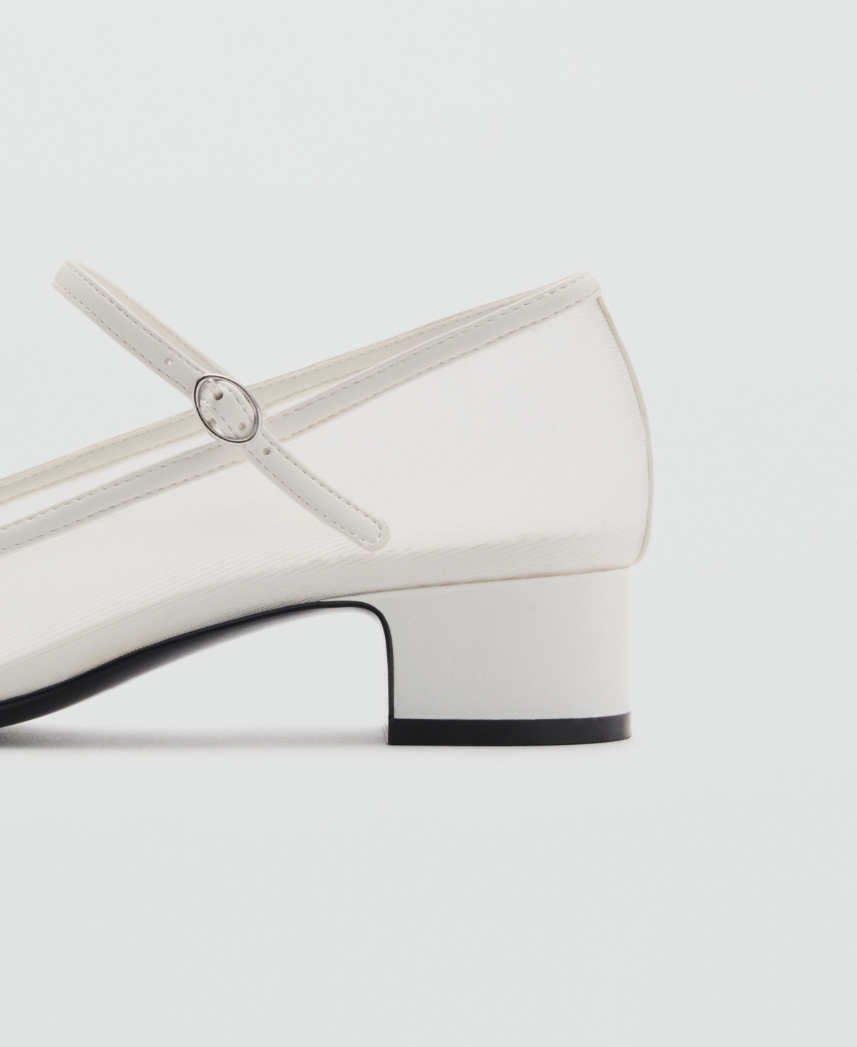 Mango Mesh Shoes With Buckle Strap White In White