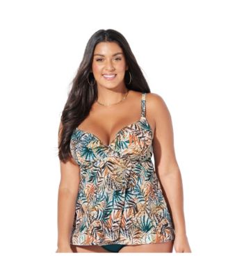 Women's Bra Faux Flyaway Underwire Tankini Top