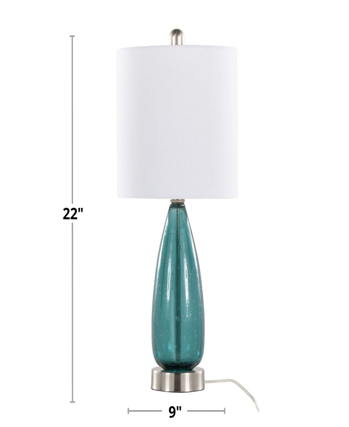 Lumisource Bottega 22" Glass Table Lamp, Set Of 2 In Sapphire Blue,white,silver