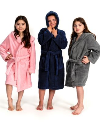 Kids Super Plush Double Brushed Hooded Polyester Bathrobe