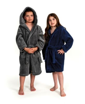 Kids Super Plush Double Brushed Hooded Polyester Bathrobe