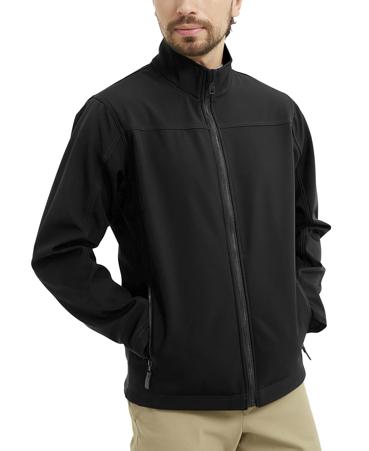 Hawk & Co. Men's Softshell Stand-Collar Brass Zipper Jacket - Hawke Navy