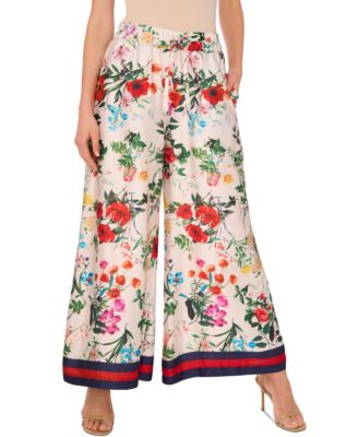 【THEAIRTOWN】Punching Flower Wide Pants B BANGKOK PANTS Women's Boho Palazzo Pants Yoga Wide Leg