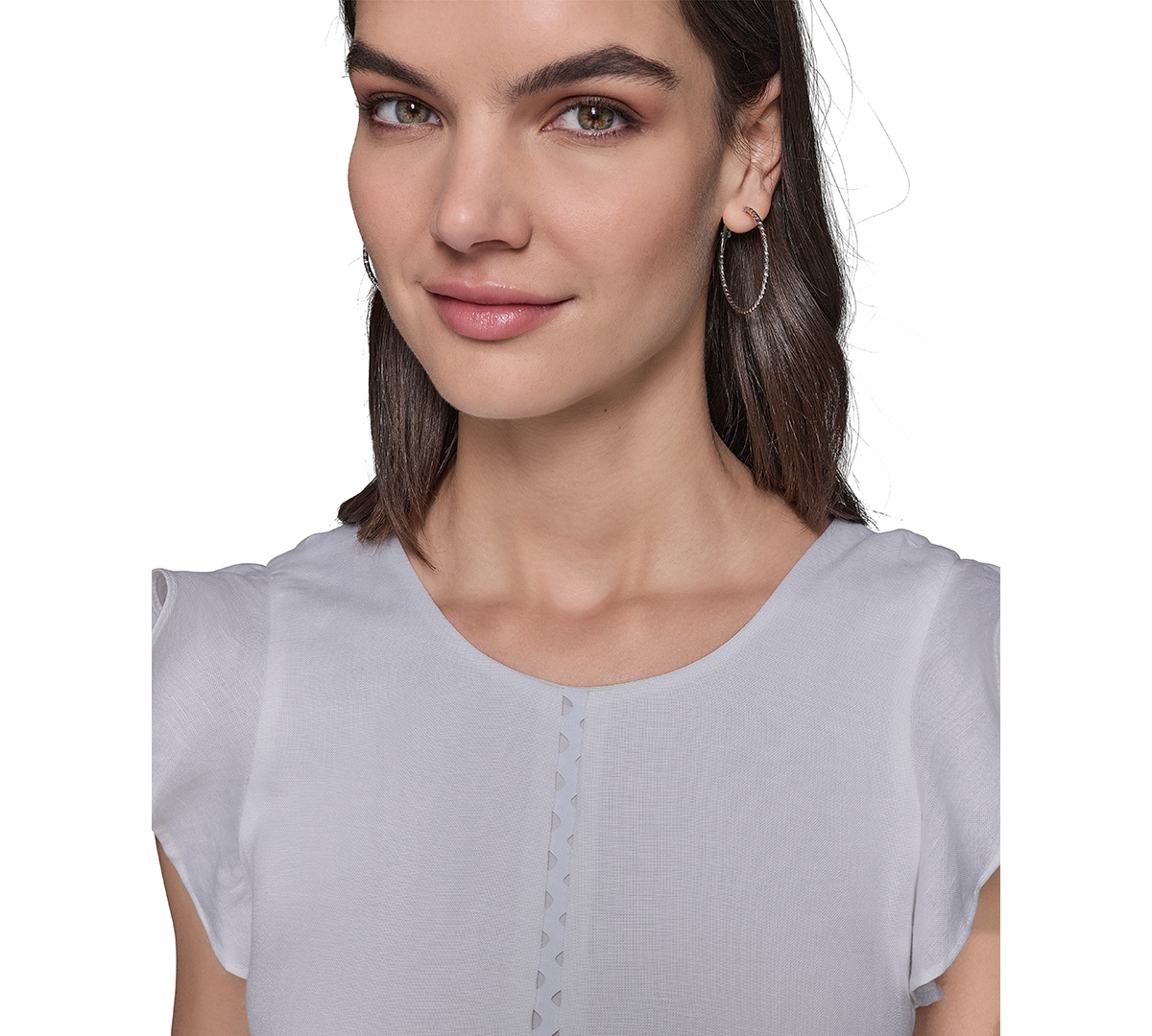 Shop Karl Lagerfeld Women's Lace-inset Flutter-sleeve Midi Dress In Soft White