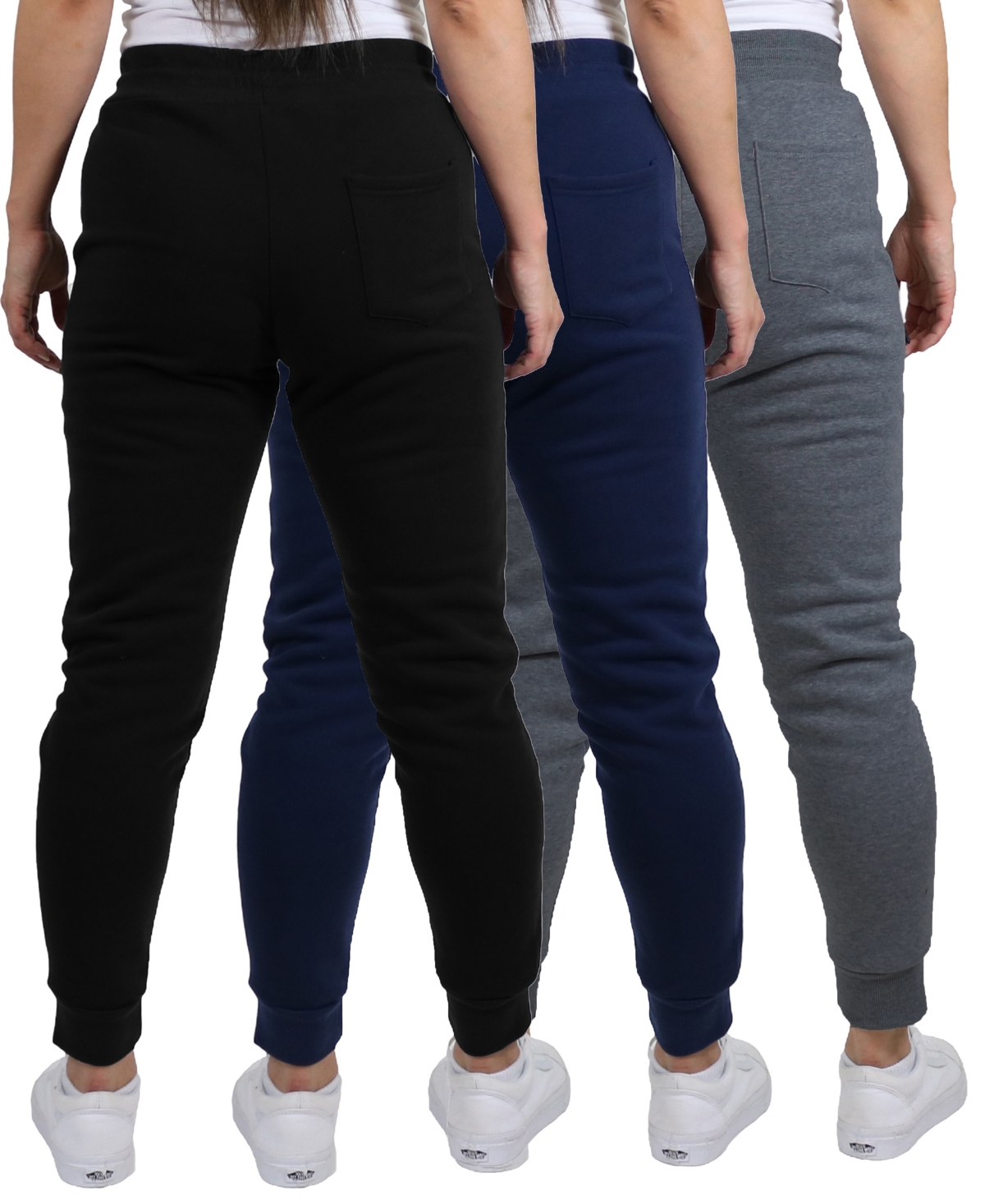 Shop Galaxy By Harvic Women's Pro Star Loose Fit Fleece Lined Jogger Sweatpants 3-pack In Black-navy-charcoal