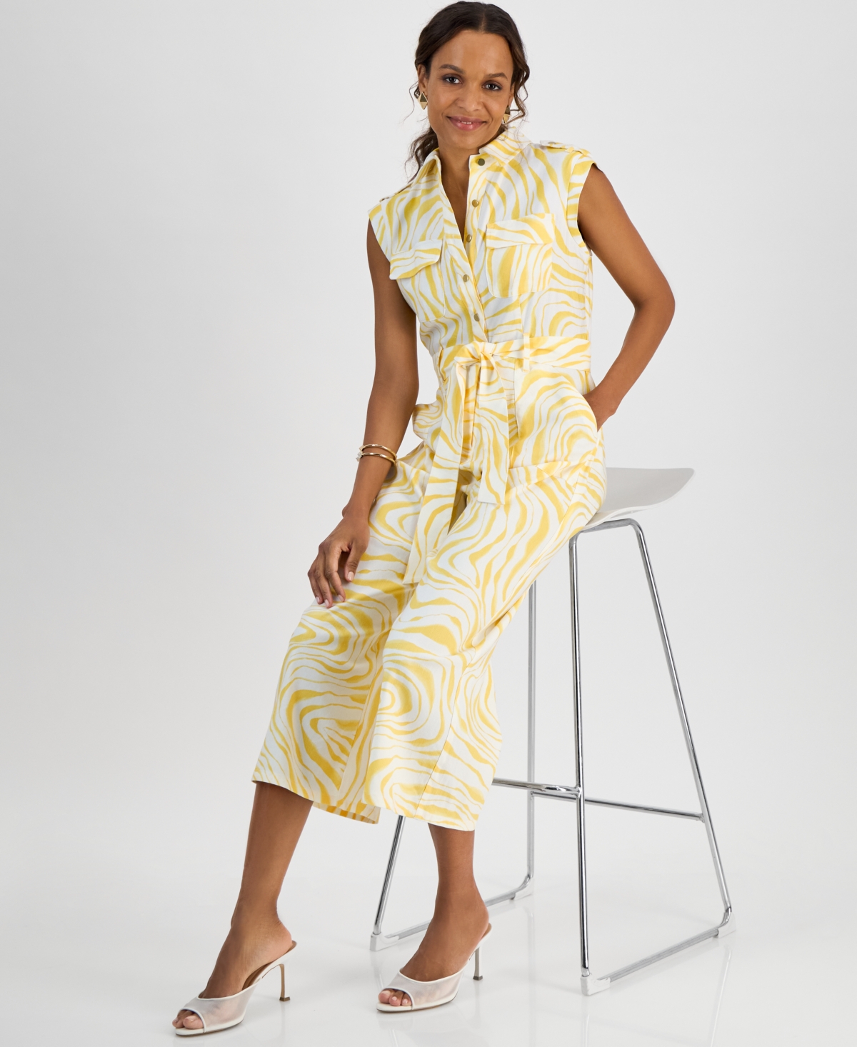 Inc International Concepts Petite Printed Utility Jumpsuit, Exclusively At Macy's In Mabry Stripe