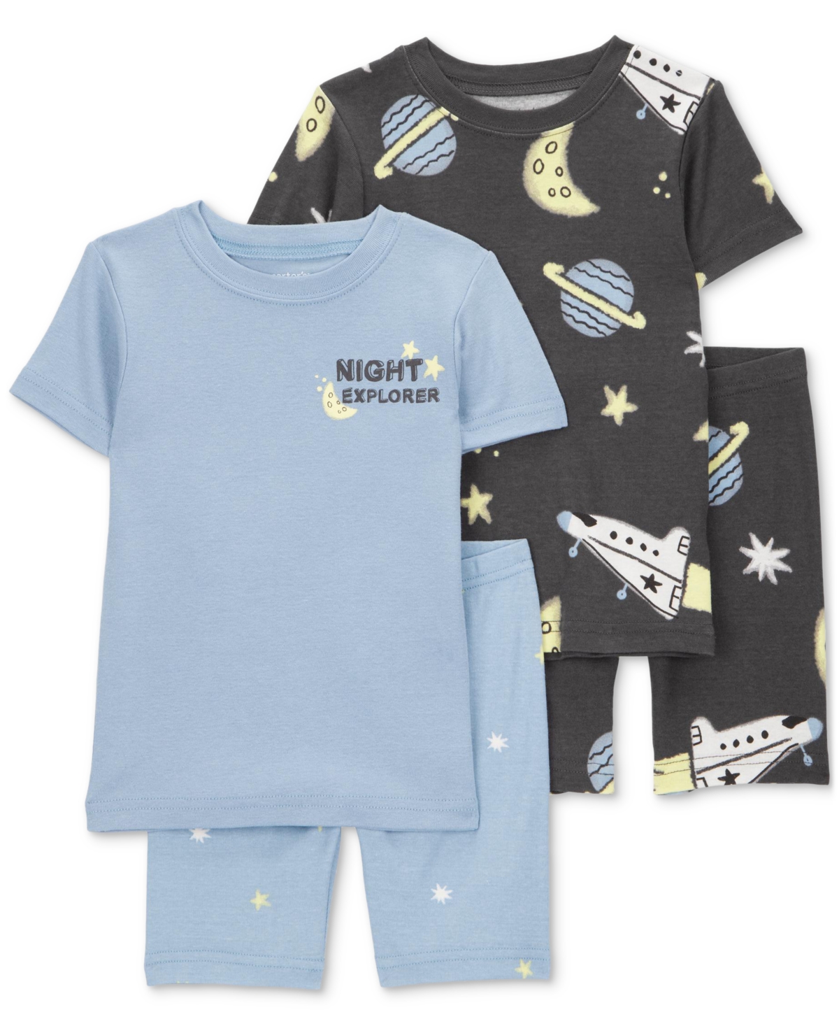 Carter's Toddler Boys 4-pc. Space-print Cotton Pajamas Set In Blue,gray