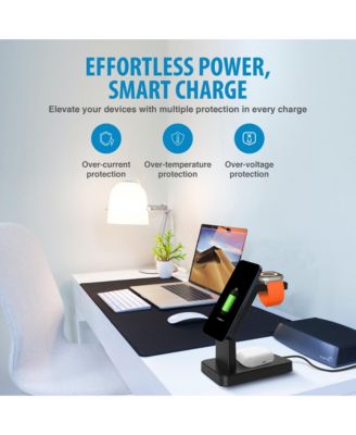 3-In-1 Wireless Charging Station for Phone, Apple Watch, and Apple Airpods with 4ft Cable