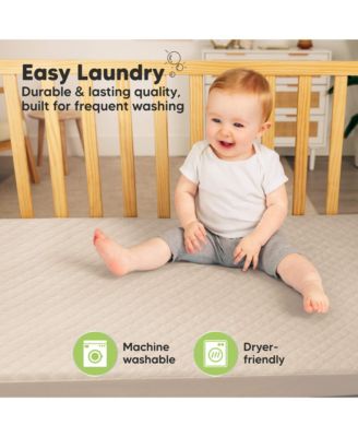 2-Pack Protect+ Waterproof Crib Mattress Protector Covers, Mavy Quilted Cotton Baby Mattress Topper, Toddler Crib Sheets