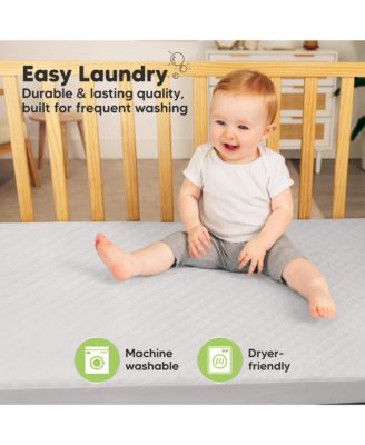 2-Pack Protect+ Waterproof Crib Mattress Protector Covers, Mavy Quilted Cotton Baby Mattress Topper, Toddler Crib Sheets