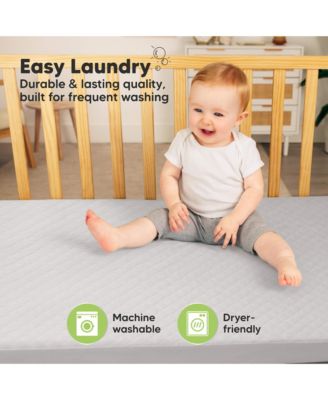 2-Pack Protect+ Waterproof Crib Mattress Protector Covers, Mavy Quilted Cotton Baby Mattress Topper, Toddler Crib Sheets