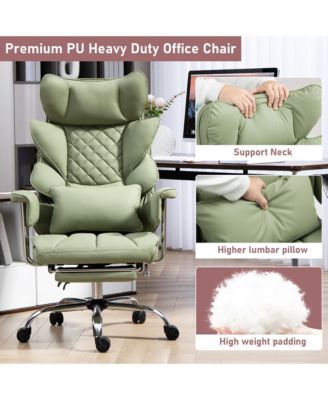 Faux Leather Gaming Chair, Ergonomic High-Back Office Chair With Tilt and Swivel, Reclining Computer Desk Chair for Women, Men