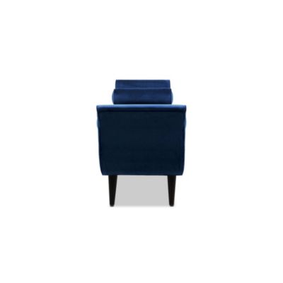 64 Inch Tufted Velvet Entryway Bench, Upholstered Bedroom Bench with Bolster Pillows & Wood Legs-The Pop Home