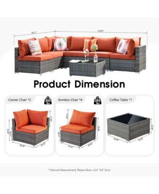 7-Piece Patio Furniture Outdoor Sofa Sets with New Wicker,Cushions and Coffee Table Suitable For patio, garden, backyard, yard and balcony,Navy Blue