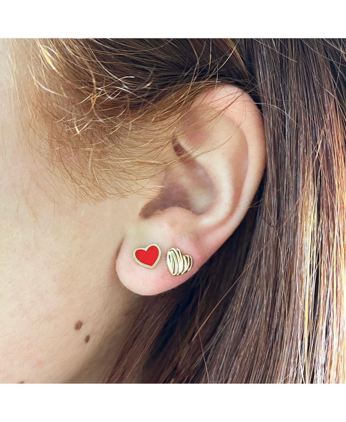 The Lovery Scribble Heart Stud Earrings 14K Gold