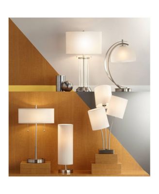 Nikola Modern Accent Table Lamp 23 3/4" High Silver with USB and AC Power Outlet in Base White Drum Shade for Bedroom Living Room Bedside