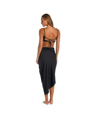 Women's Cover Up Swim Sunshine Solids Convertible Faux Wrap