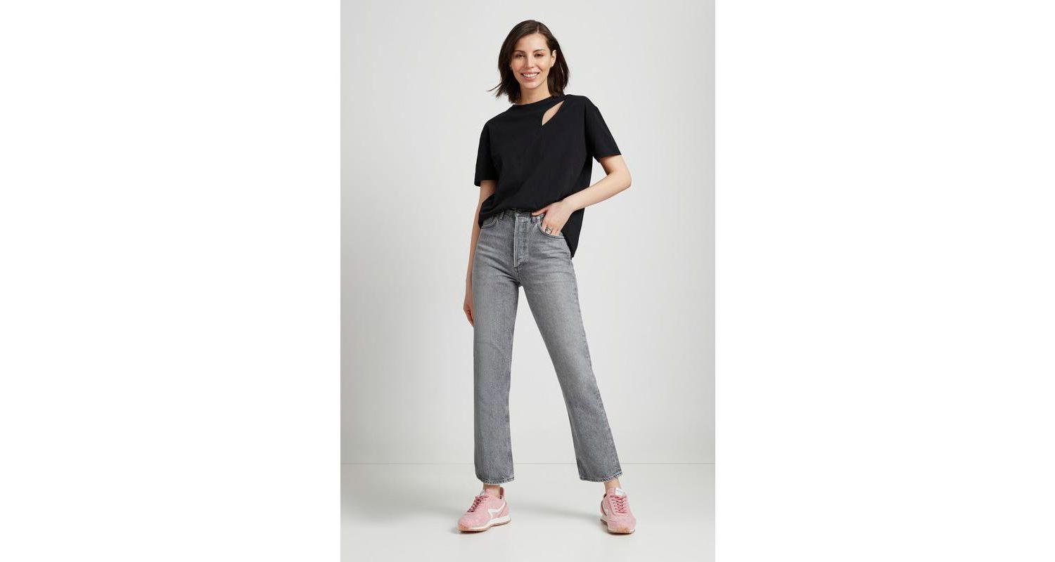 Women's Leonie Organic Cotton Jersey Boxy Half-Sleeve Cutout-Shoulder Top