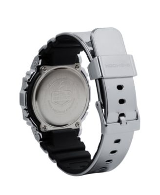 Men's Silver-Tone Silicone Watch, 43.2mm