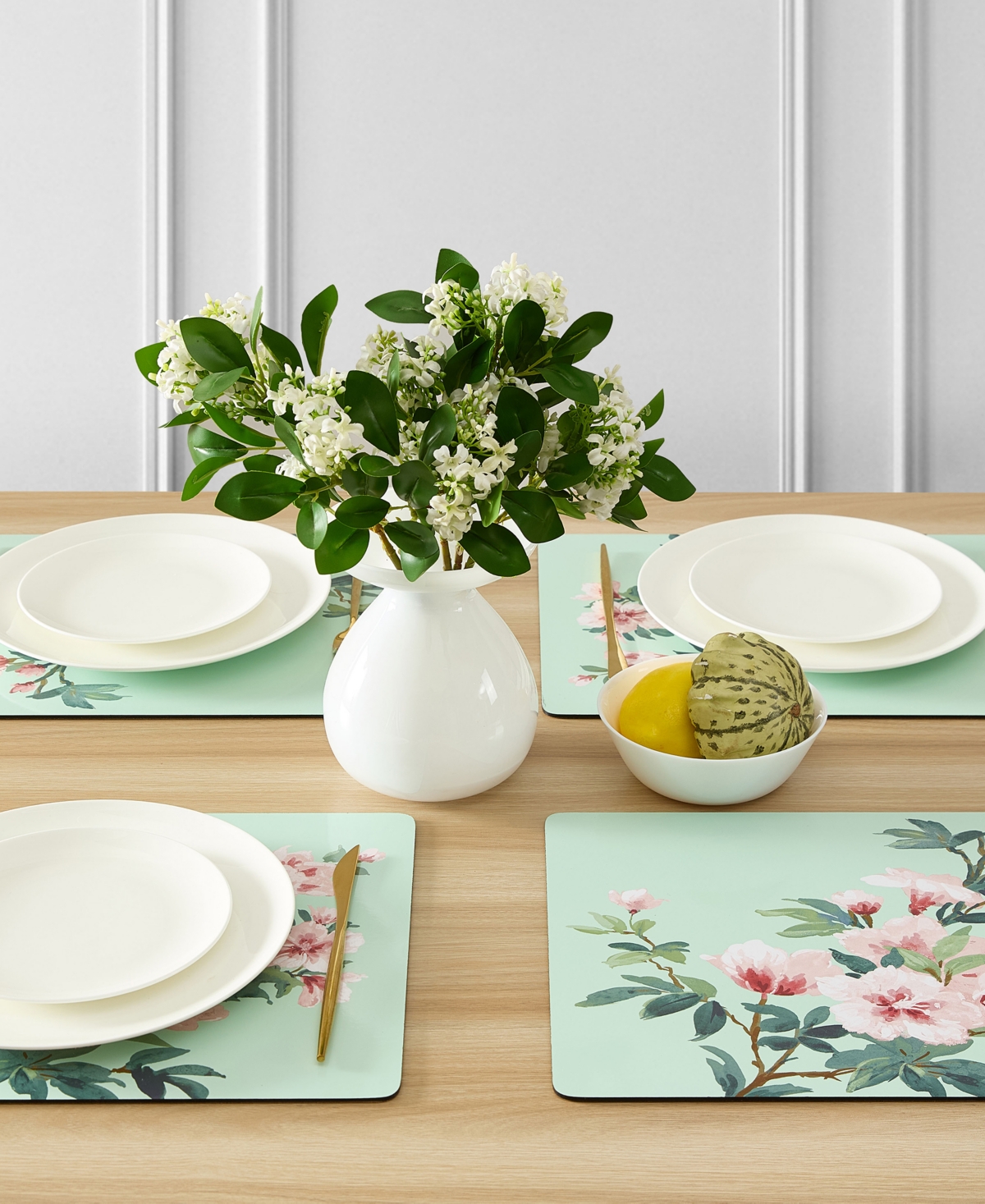 Laura Ashley Blossom Branch Cork Placemats Set Of 4, 16" X 12" In Blossom Branch