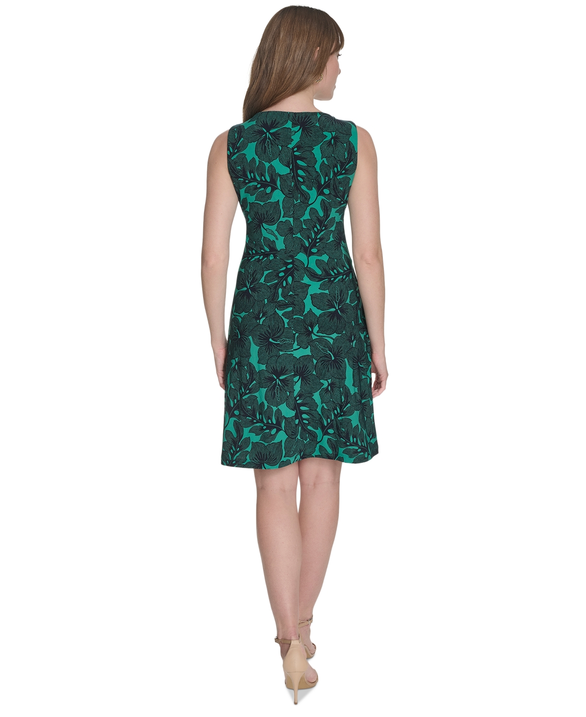 Tommy Hilfiger Women's Printed Sleeveless Shift Dress In Parakeet,sky Captain