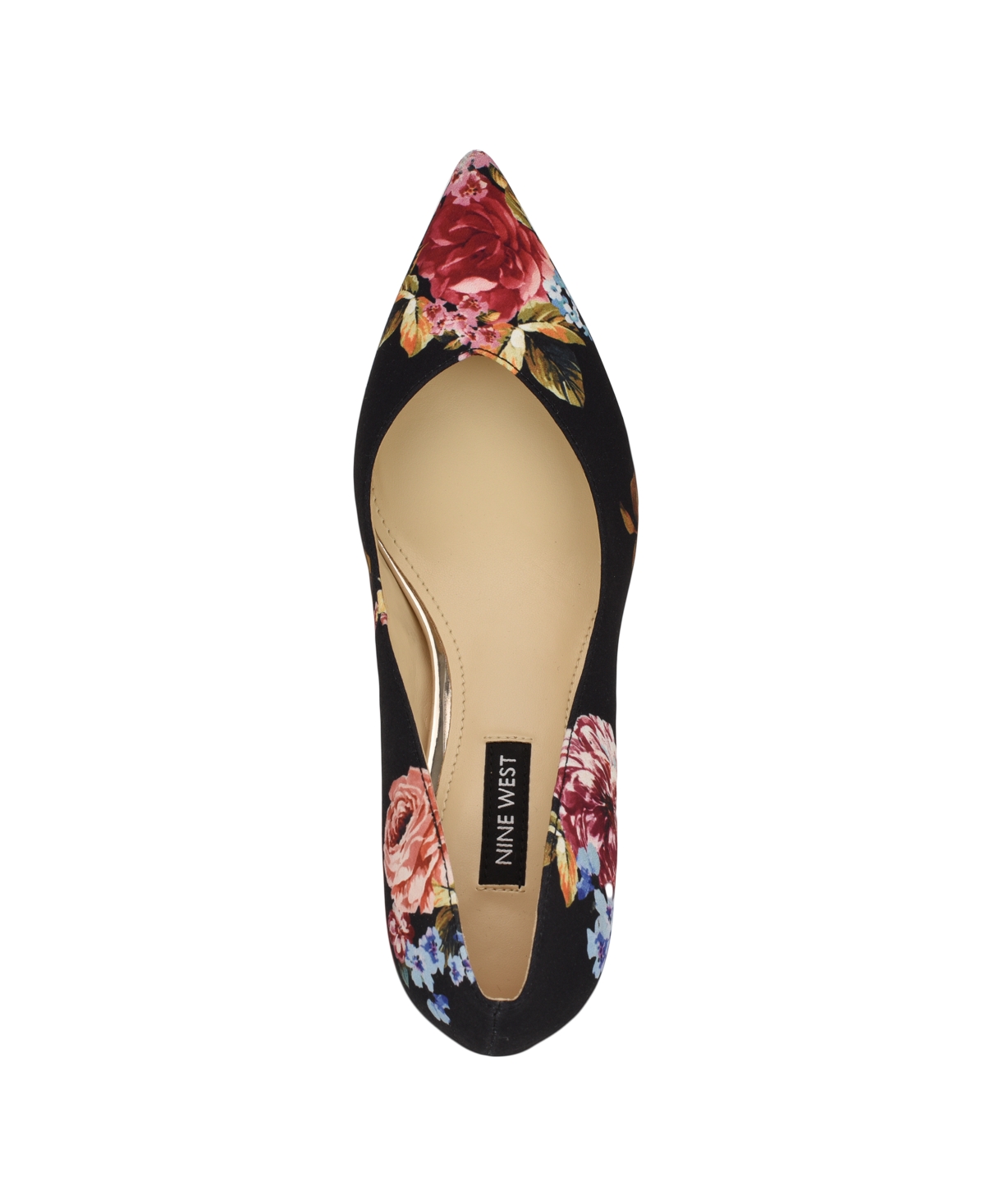 Nine West Ariella Pointed Toe Pump In Black Rose Print