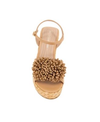 Women's Erika Raffia Flower Wedge Sandals