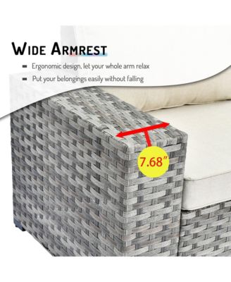 13 Pieces Patio Furniture Set,Outdoor Sectional Sofa Couch Set,Modern Patio Conversation Set with Rectangular Fire Pit Table,Wide Armrests and Deep Seat,Orange Red