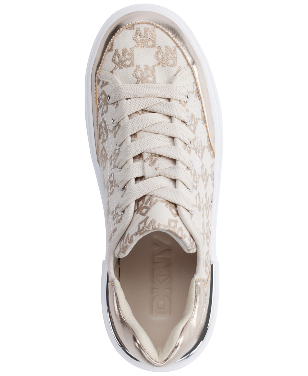 Dkny Bradley Metallic Logo Platform Sneaker In Bone
